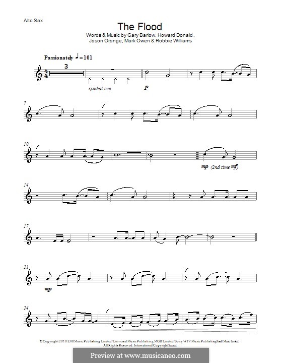 The Flood (Take That): Für Altsaxophon by Gary Barlow, Howard Donald, Jason Orange, Mark Owen, Robbie Williams