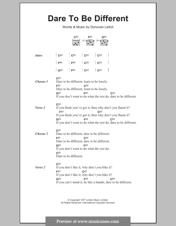 Dare to be Different: Texte und Akkorde by Donovan Leitch