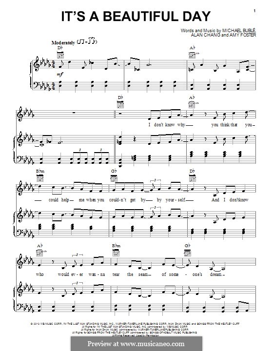It's a Beautiful Day: Für Stimme und Klavier (oder Gitarre) by Alan Chang, Michael Bublé