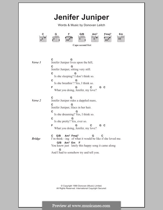 Jennifer Juniper: Texte und Akkorde by Donovan Leitch