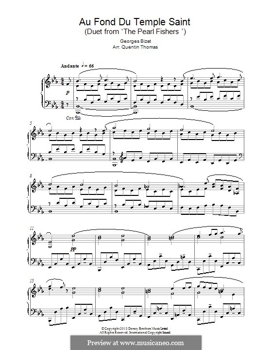 Au fond du temple saint: Für Klavier by Georges Bizet