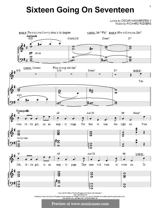 Sixteen Going on Seventeen (from The Sound of Music): Für Stimme und Klavier by Richard Rodgers