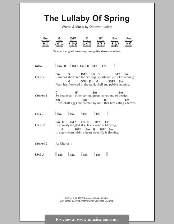 The Lullaby of Spring: Texte und Akkorde by Donovan Leitch