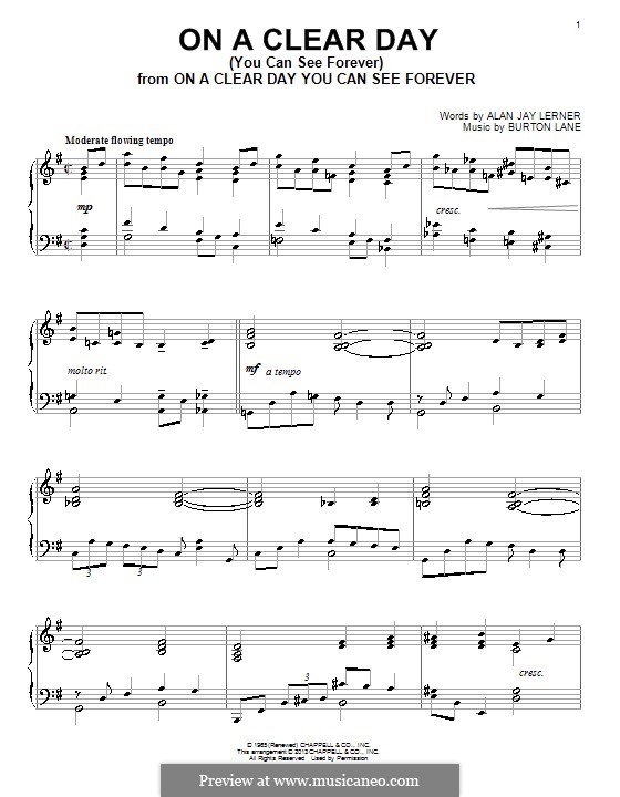 On a Clear Day (You Can See Forever): Für Klavier by Burton Lane