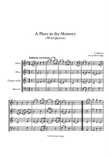 A Place in thy Memory: For wind quartet by Unknown (works before 1850)