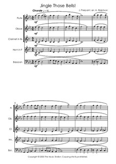 Jingle Those Bells: For wind quintet by James Lord Pierpont