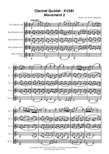 Quintett für Klarinette und Streicher in A-Dur, K.581: Teil II by Wolfgang Amadeus Mozart
