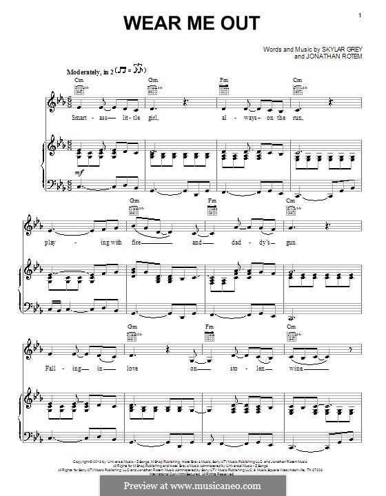Wear Me Out: Für Stimme und Klavier (oder Gitarre) by Jonathan Rotem, Skylar Grey