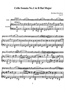 Drei Sonaten für Cello und Basso Continuo, Op.43: Sonate Nr.1, für Cello und Klavier by Bernhard Romberg