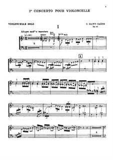 Konzert für Cello und Orchester Nr.2 in d-Moll, Op.119: Version für Cello und Klavier by Camille Saint-Saëns