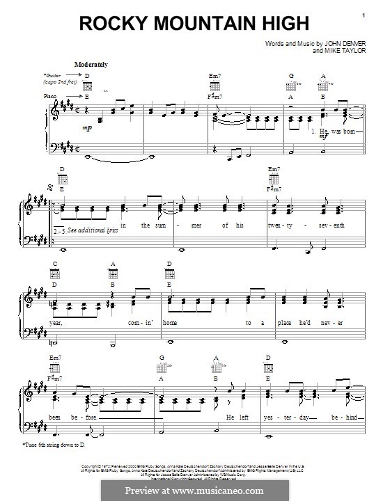 Rocky Mountain High: Für Stimme und Klavier (oder Gitarre) by John Denver, Mike Taylor
