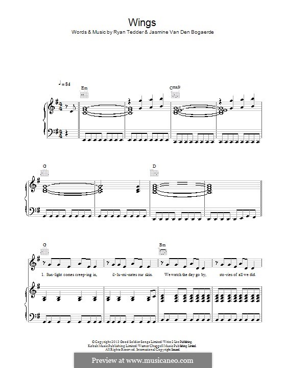 Wings von Birdy, R.B. Tedder Noten auf MusicaNeo