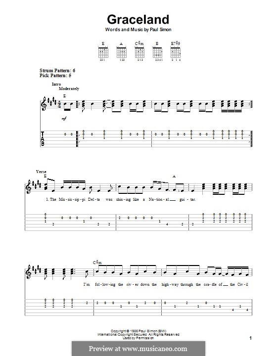 Graceland: Für Gitarre mit Tab by Paul Simon