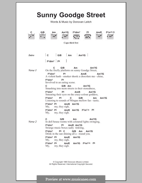 Sunny Goodge Street: Texte und Akkorde by Donovan Leitch