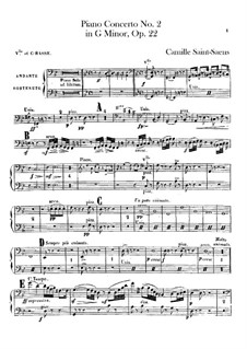 Konzert für Klavier und Orchester Nr.2 in g-Moll, Op.22: Cellos und Kontrabassstimmen by Camille Saint-Saëns