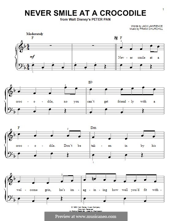 Never Smile at a Crocodile: Für Klavier by Frank Churchill