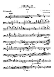 Sonate für Cello und Klavier Nr.1 in c-Moll, Op.32: Solostimme by Camille Saint-Saëns