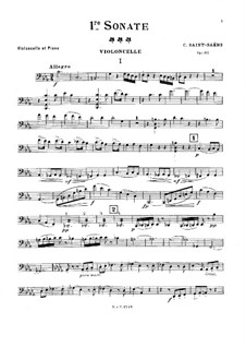 Sonate für Cello und Klavier Nr.1 in c-Moll, Op.32: Solostimme, Partitur für zwei Interpreten by Camille Saint-Saëns