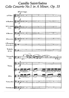 Konzert für Cello und Orchester Nr.1 in a-Moll, Op.33: Vollpartitur by Camille Saint-Saëns