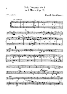 Konzert für Cello und Orchester Nr.1 in a-Moll, Op.33: Cellos- und Kontrabassstimme by Camille Saint-Saëns
