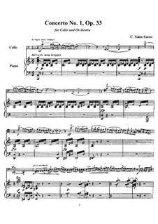 Konzert für Cello und Orchester Nr.1 in a-Moll, Op.33: Version für Cello und Klavier by Camille Saint-Saëns
