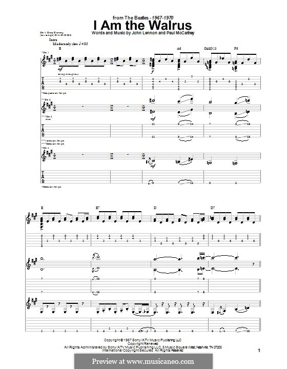 I am the Walrus (The Beatles): Für Gitarre mit Tab by John Lennon, Paul McCartney
