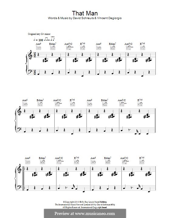 That Man (Caro Emerald): Für Stimme und Klavier (oder Gitarre) by David Schreurs, Vincent Degiorgio