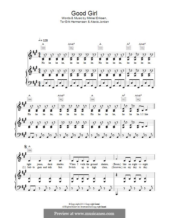 Good Girl (Alexis Jordan): Für Stimme und Klavier (oder Gitarre) by Autumn Rowe, Mikkel Storleer Eriksen, Sandy Wilhelm, Tor Erik Hermansen