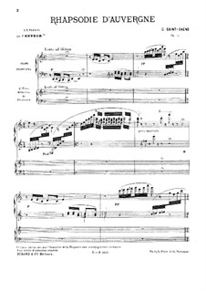 Rhapsodie d'Auvergne, Op.73: Für zwei Klaviere, vierhändig by Camille Saint-Saëns
