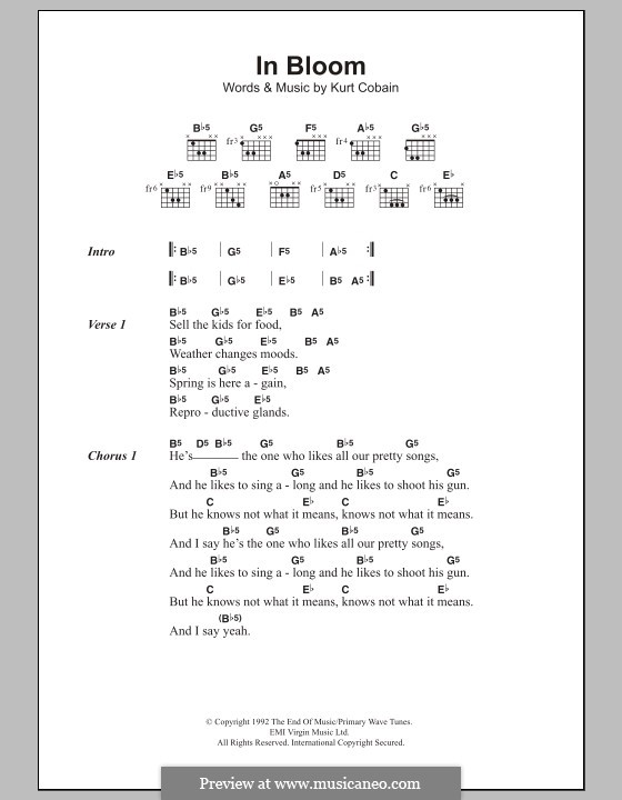 In Bloom (Nirvana): Texte und Akkorde by Kurt Cobain