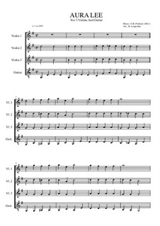 Aura Lee Von G R Poulton Gratis Download Von Musicaneo fur drei violinen und gitarre