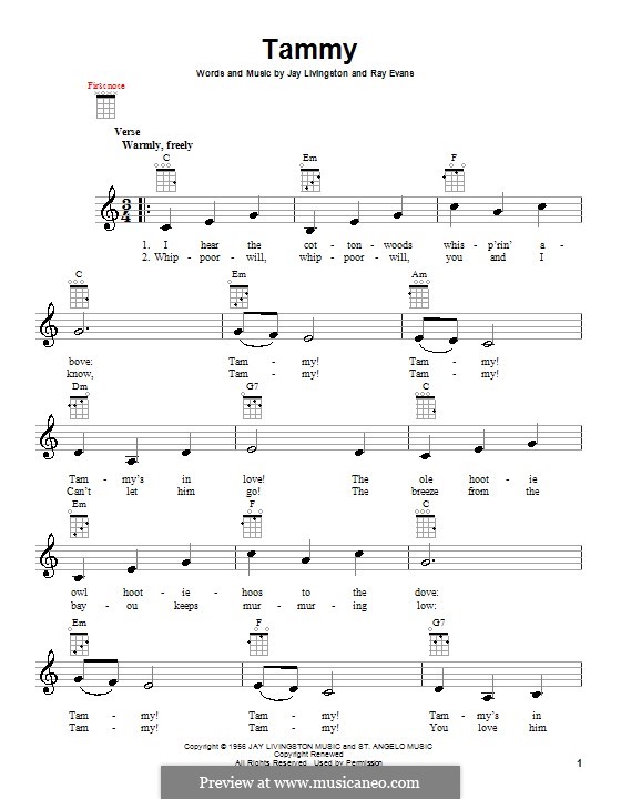 Tammy: Für Ukulele by Jay Livingston, Raymond Evans
