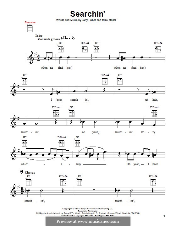 Searchin' (The Coasters): Für Ukulele by Jerry Leiber, Mike Stoller