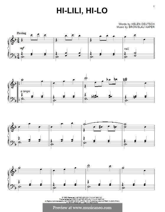 Hi-lili, Hi-lo: Für Klavier by Bronislau Kaper