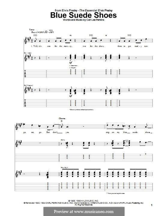 Blue Suede Shoes (Elvis Presley): Für Gitarre mit Tab by Carl Lee Perkins