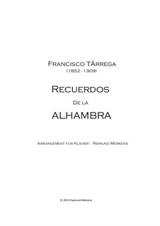 Erinnerungen über Alhambra: Für Klavier by Francisco Tárrega