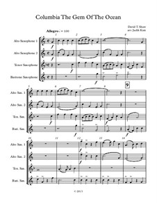 Columbia, the Gem of the Ocean: For saxophone quartet – score by David T. Shaw