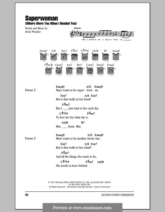 Superwoman (Where Were You When I Needed You) von S. Wonder auf MusicaNeo