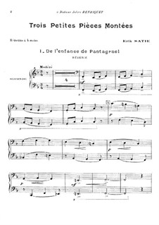 Trois petites pièces montées: Für Klavier, vierhändig by Erik Satie
