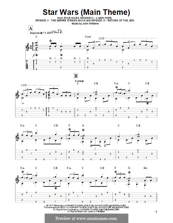 Star Wars (Main Theme): Für Gitarre mit Tab by John Williams