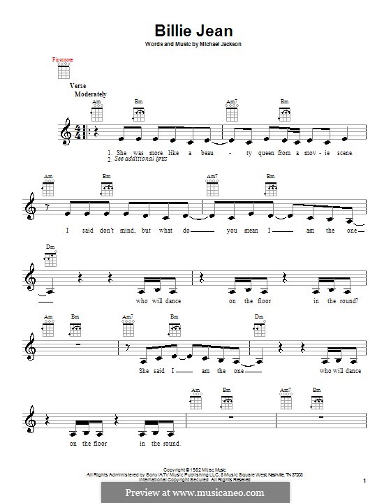 ein paar Neujahr Aufräumen billie jean acoustic chords erscheinen