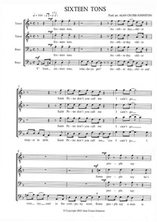 16 tons - for men's voices: 16 tons - for men's voices by folklore, Alan Cruise-Johnston