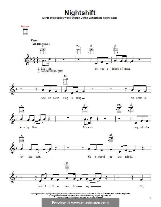 Nightshift (The Commodores): Für Ukulele by Dennis Lambert, Francine Golde, Walter Orange