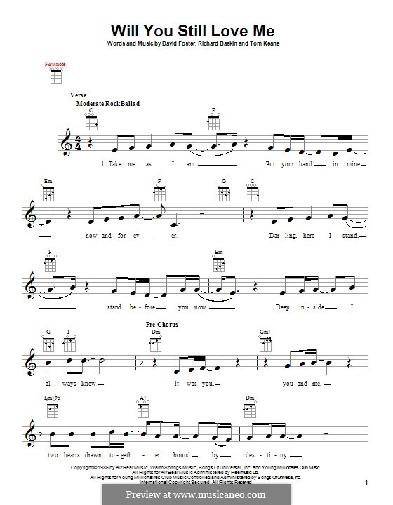 Will You Still Love Me (Chicago): Für Ukulele by David Foster, Richard Baskin, Tom Keane