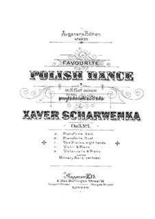 Polnische Nationaltänze, Op.3: Tanz Nr.1, für Cello und Klavier by Xaver Scharwenka