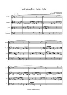 Heut' triumphieret Gottes Sohn, BWV 630: Bearbeitung für Streichquartett by Johann Sebastian Bach