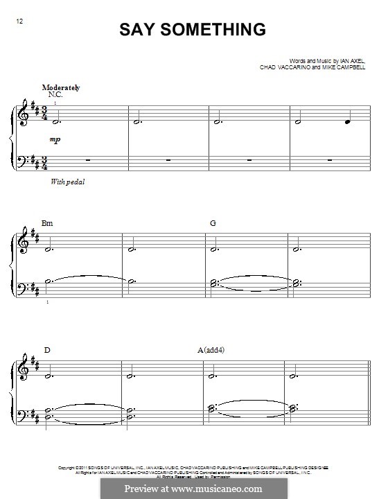 Say Something (A Great Big World): Für Klavier by Ian Axel, Chad Vaccarino