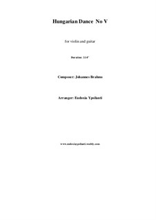 Tanz Nr.5 in fis-Moll: Für Violine und Gitarre by Johannes Brahms