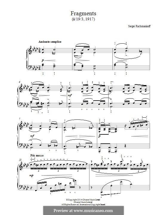 Fragments (1917): Für Klavier by Sergei Rachmaninoff