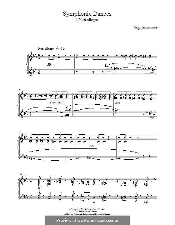 Symphonic Dances, Op.45: Teil I, für Klavier by Sergei Rachmaninoff
